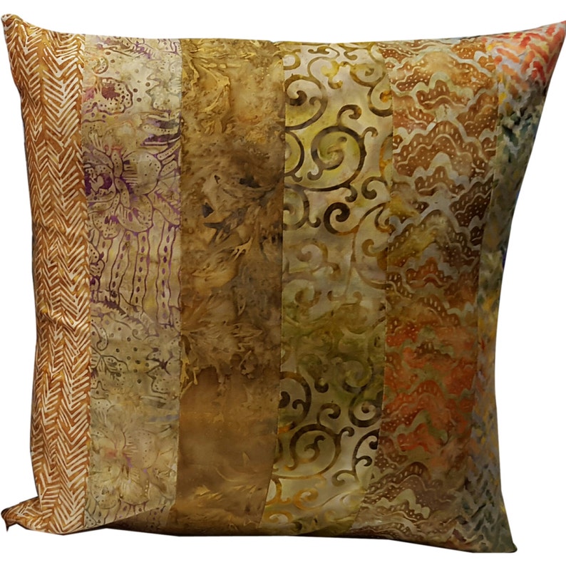 16 Inch Pillow Sham Cover in Tan and Brown Batik Fabrics Etsy