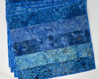 Quilted Batik Placemats in Blue (set of 4)