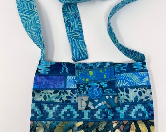 Aqua Batik Purse with Adjustable Straps