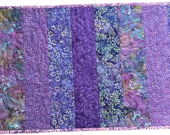 Quilted Table Runner in Purple Printed Batiks