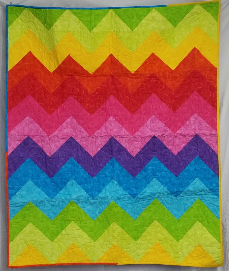 Chevron Lap Quilt in Bright Rainbow image 1