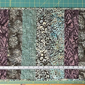 Quilted Table Runner in Green and Gray Printed Batiks image 4