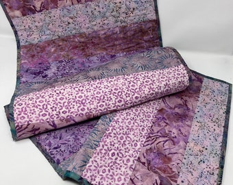 Quilted Table Runner in Lavender Printed Batiks