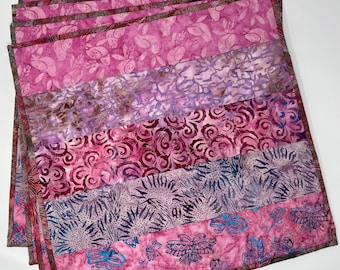 Quilted Batik Placemats in Pink and Lavender (set of 4)