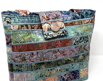 Large Batik Purse in Natural Colored Fabrics