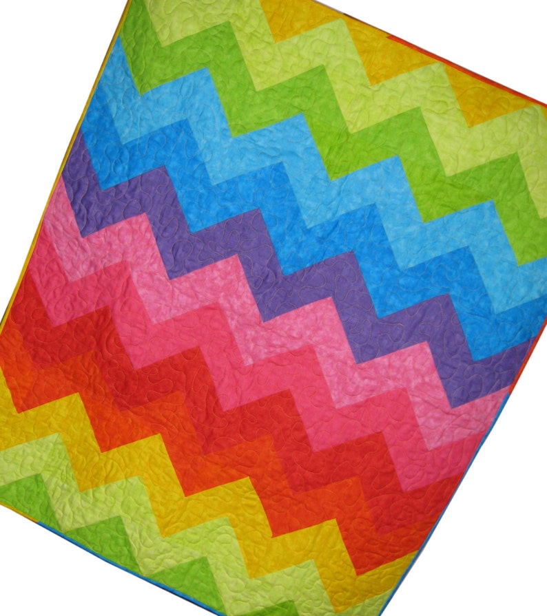 Chevron Lap Quilt in Bright Rainbow image 3