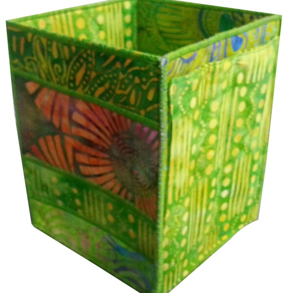 Handmade Table Top Organizer in Lime Green Batik Fabrics