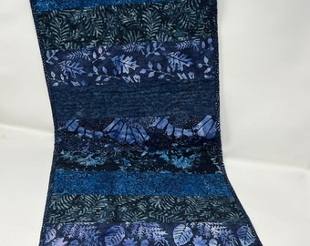 Quilted Table Runner in Indigo Printed Batiks