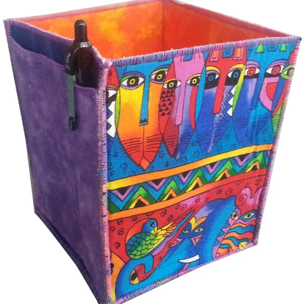 Storage Organizer Tissue Box Holder In Laurel Burch Jungle Song Fabrics