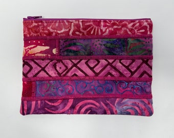 Berry Batik Padded Zipper Pouch 7 Inch