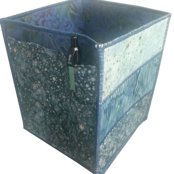 Handmade Table Top Organizer in Blue Batik Fabrics
