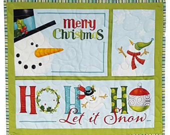 Quilted Wall Hanging Snowman Christmas Seasonal Print