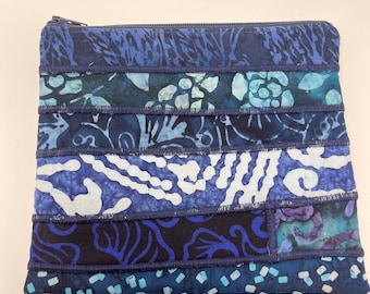 Indigo Batik Padded Zipper Pouch 7 Inch