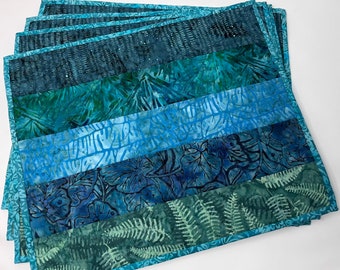Quilted Batik Placemats in Green (set of 4)