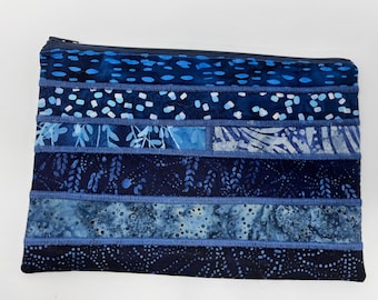 Indigo Batik Padded Zipper Pouch 9 Inch