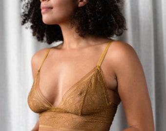 Lace wireless bra, crop top, longline lace bra sustainable lingerie sexy lingerie, sheer lingerie see through lingerie