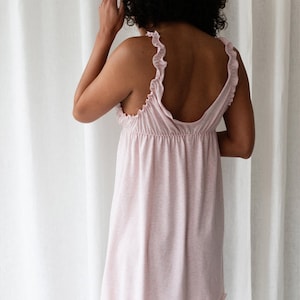 Naturally Dyed Organic Cotton Pink Nightie, night dress, pajamas, nightwear, sustainable lingerie negligee, vintage style, plus size image 3
