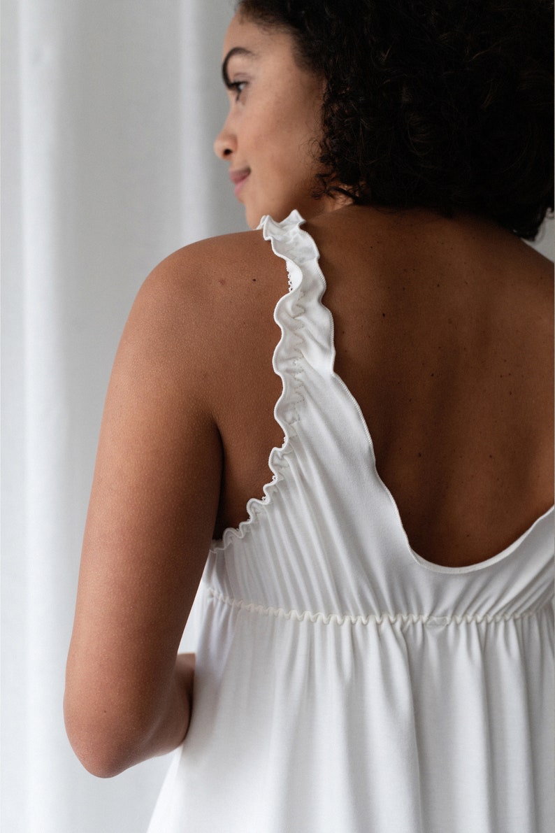 Cream Nightgown Organic cotton and bamboo Lingerie, Sleepwear, Underwear/Babydoll nightie, plus size, bridal, maternity, nursing, sexy, image 6
