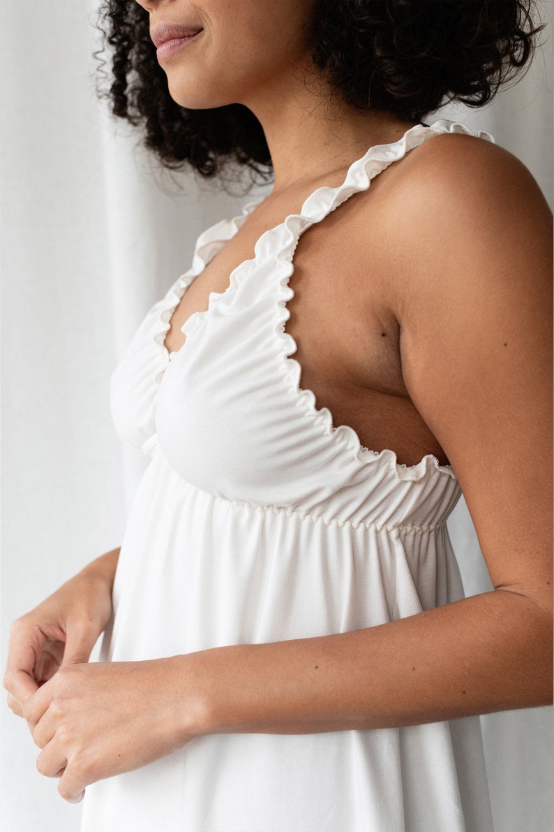 Cream Nightgown Organic cotton and bamboo Lingerie, Sleepwear, Underwear/Babydoll nightie, plus size, bridal, maternity, nursing, sexy, image 5