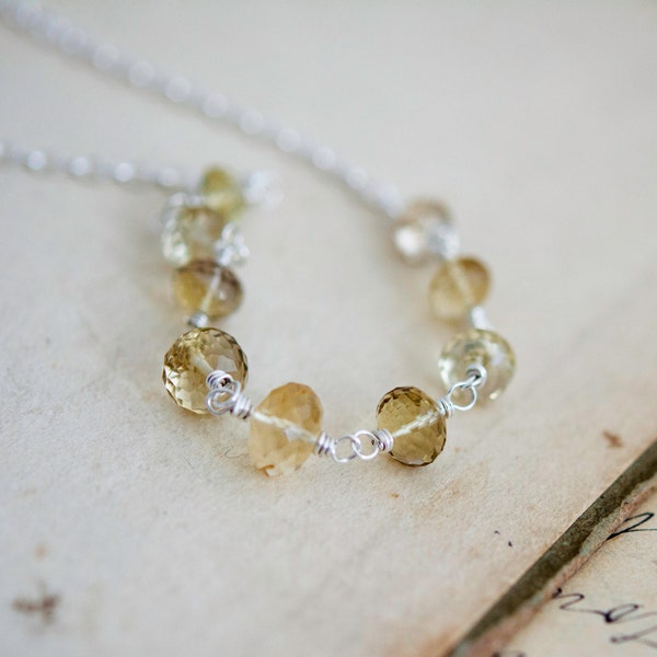 Scapolite Jewelry, Scapolite Necklace, Sterling Silver, Champagne, Butter, Yellow, Wire Wrapped, PoleStar, Gemstone Necklace, Crystal