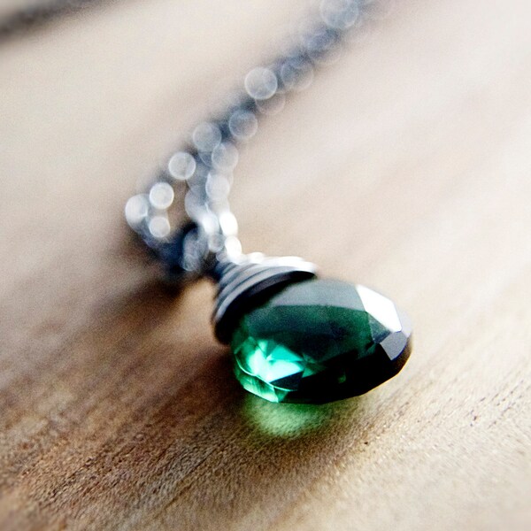 Emerald Green Necklace May Birthstone Pendant PoleStar