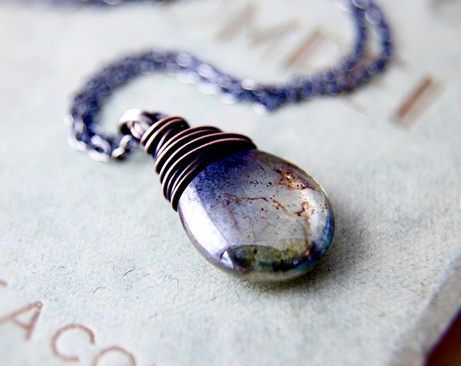 Green Glass Necklace Sage Pendant Earthy Jewelry Glass Etsy