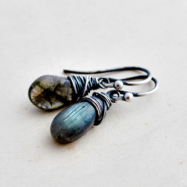Drop Earrings, Labradorite Earrings, Gemstone Earrings, Dangle Earrings, Sterling Silver, Labradorite Jewelry, Crystal Earrings, PoleStar