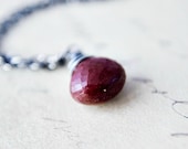 Burgundy Oxblood Pendant  Red Stone Necklace Jasper Blood