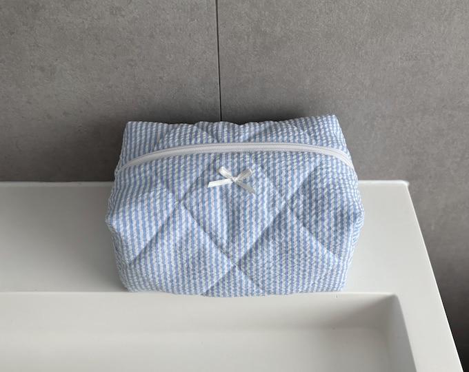 Gesteppte Make-up-Tasche Mit Blumenmuster – Aus Baumwolle, Großes Fassungsvermögen, Perfekt Für Reise & Alltag (Pink)