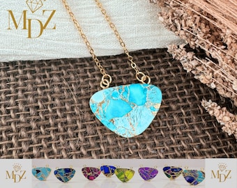 Mojave Turquoise Necklace: Gold Plated Dual Chains, Kintsugi Design