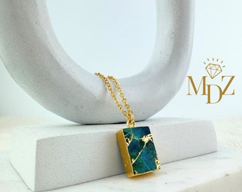 Mojave Turquoise Necklace: Kintsugi Inspired Gold Plated Pendant