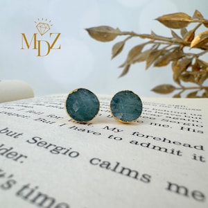 Rough Aquamarine Stud Earrings: 18k Gold Plated, March Birthstone