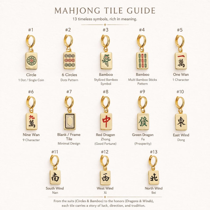 Gold Mahjong Tile Charm