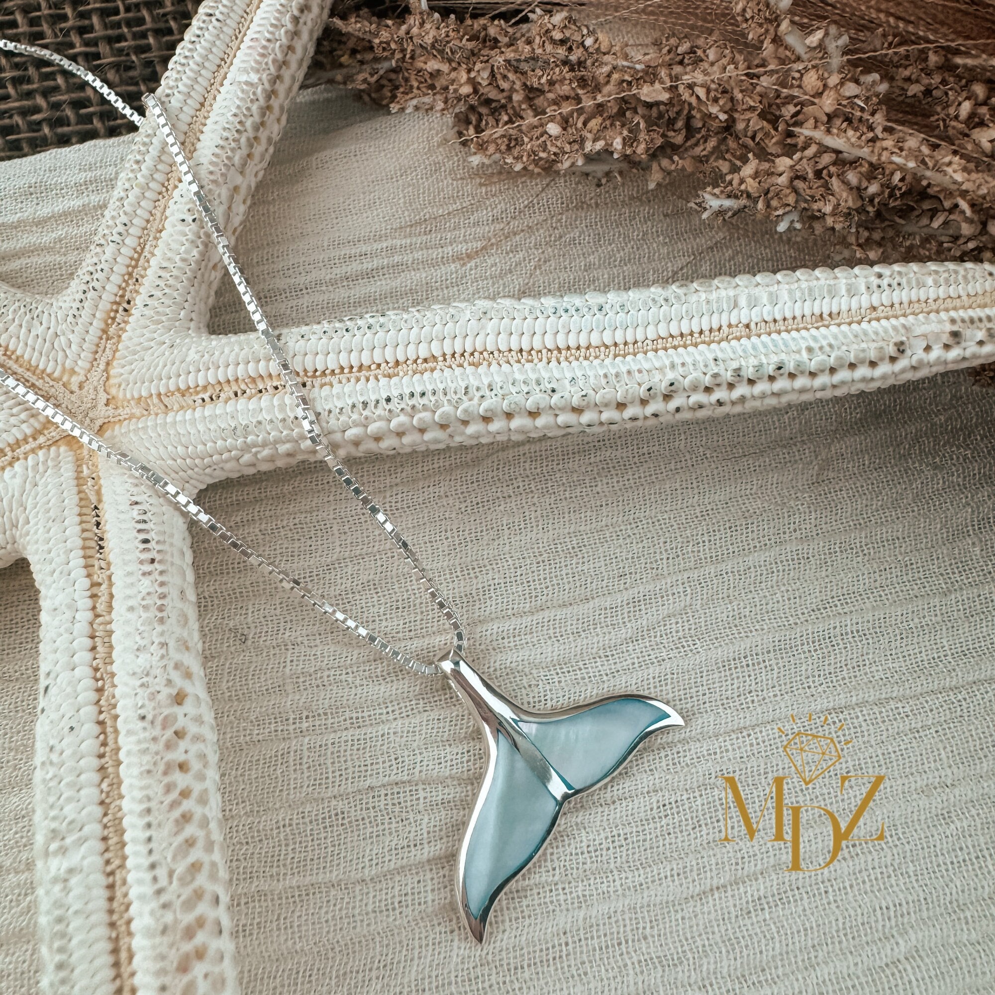 chain necklace silver whale tail necklace