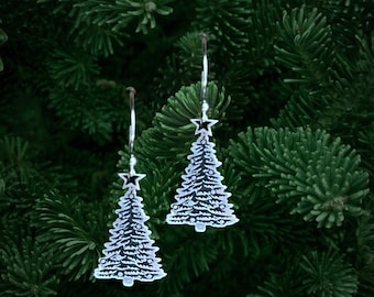 Sterling Silver Christmas Tree Earrings: Holiday Jewelry, Made in USA