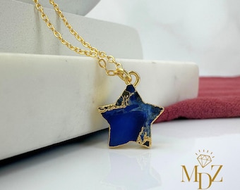 Star Mojave Turquoise Necklace: Kintsugi Inspired Celestial Jewelry