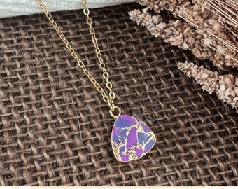 Minimalist Mojave Turquoise Necklace: Kintsugi Gold-Plated Pendant