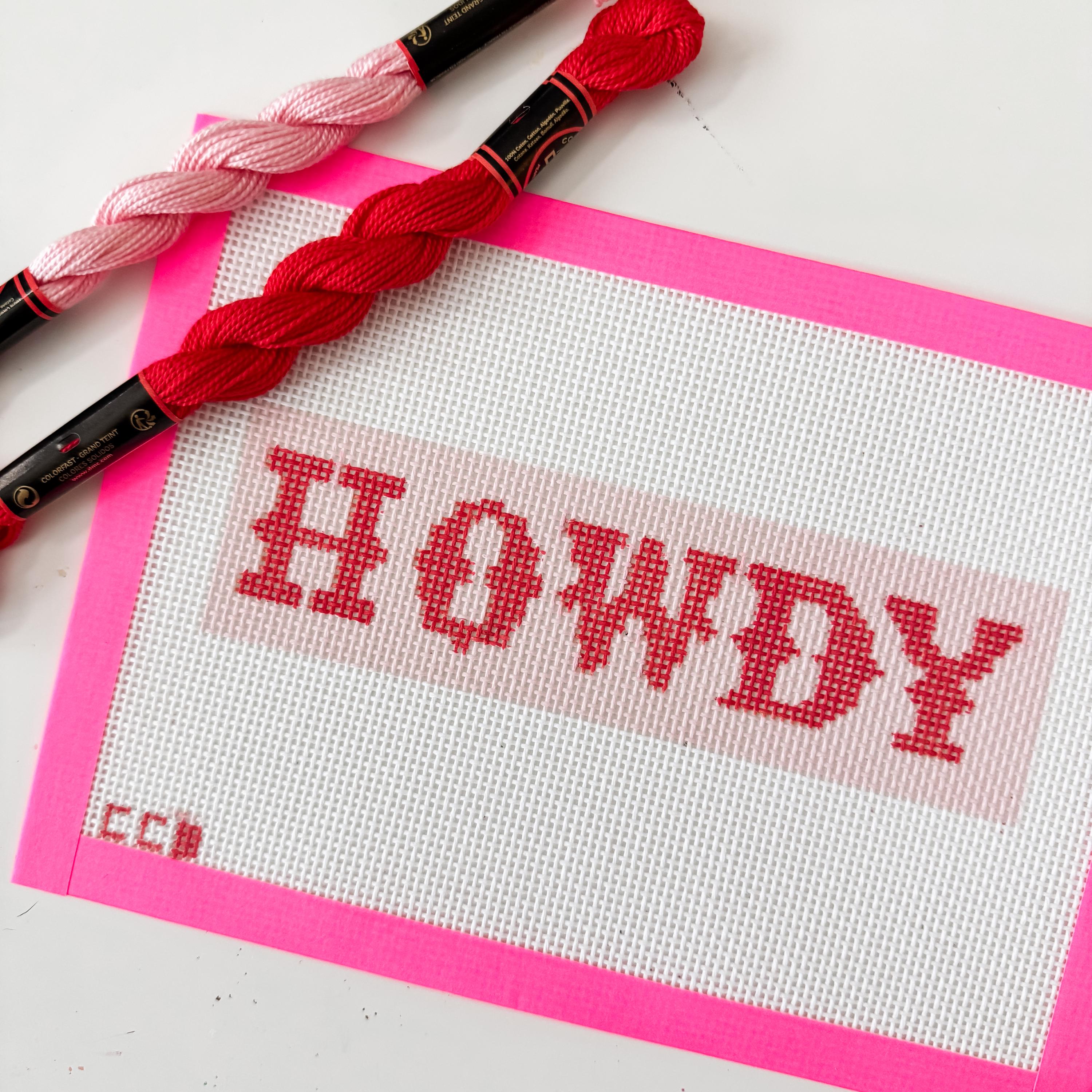 Howdy Bookmark 2"x7 13 Mesh Hand Painted Needlepoint Canvas, Aesthetic Needlepoint Canvas Modern, Howdy Needlepoint Canvas