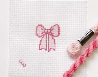 Hand Painted Coquette Bow 2.5” Needlepoint Canvas 18 Mesh Coquette Needlepoint Canvas Bow Hand Painted