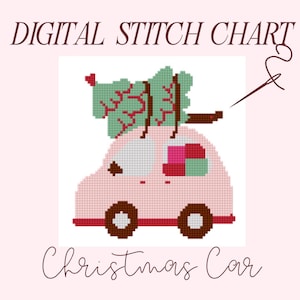 Jolie toile numérique PDF moderne de broderie de Noël, téléchargement PDF de Noël au point de croix, toile de bricolage de Noël 18 mailles
