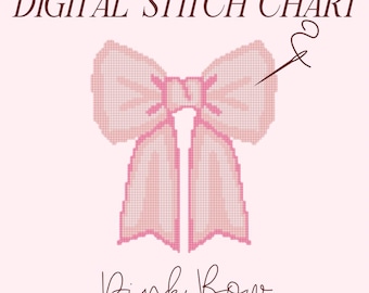 Pink Bow Needlepoint Chart: DIY Cross Stitch Pattern (PDF Download)