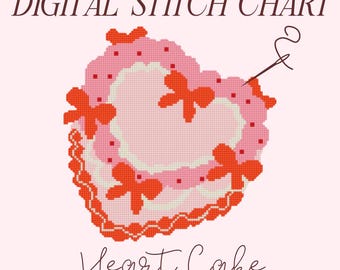 Bow Cake Needlepoint Chart: Coquette Cross Stitch PDF (18 Mesh)