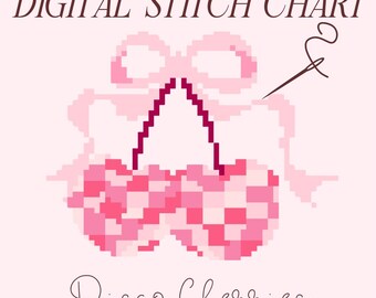 Disco Cherry Needlepoint Chart: Retro Cross Stitch Pattern (Digital PDF)