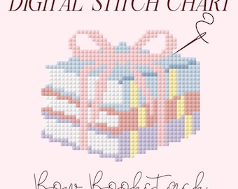 Bow Book Stack Needlepoint Chart: DIY Cross Stitch (PDF)