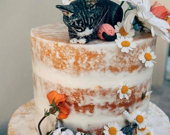 Personalized Custom cat dog wedding cake pie topper pet Tribute Sculpture