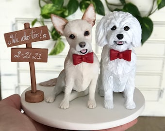 Custom Dog Cat WEDDING Cake Topper Dog Cat Pet Animal TRIBUTE Sculpture