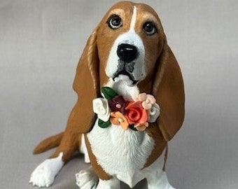 Custom Dog Wedding Cake Topper Cat Pet Animal Basset Hound Tribute Sculpture