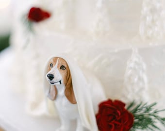 Custom dog wedding cake topper Basset Hound Dog Cat Animal Tribute Piece