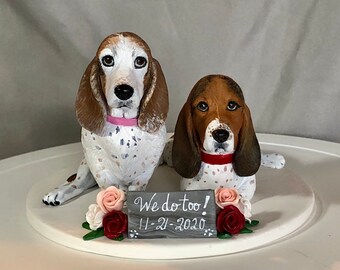 Custom Dog Wedding Cake Topper Dog Cat Pet Animal Basset Hound Tribute Sculpture