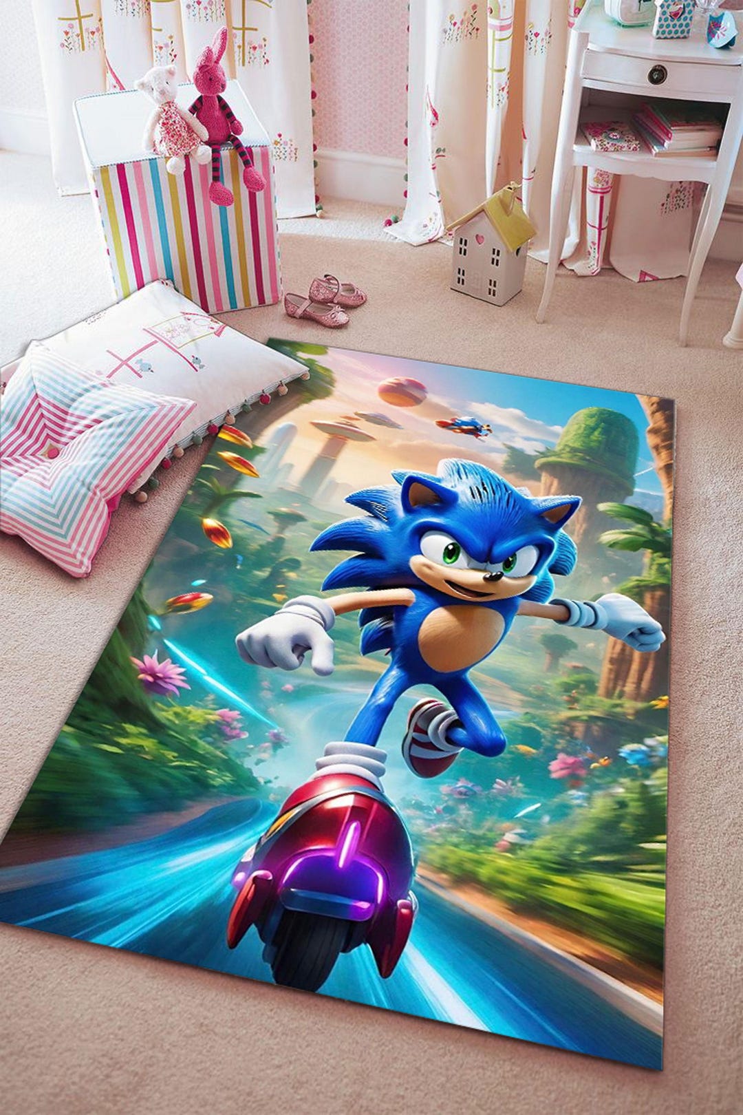 Sonic Shadow Rug Sonic Adventure Rug super Sonic Gaming Rug the Perfect Gift for ...